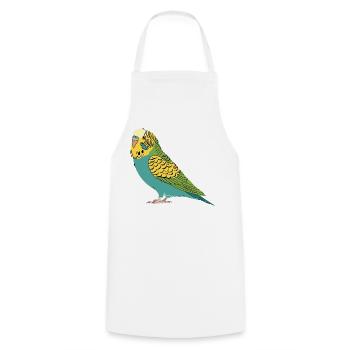 Budgie Green Yellow Turquoise Parakeet Parrot - Cooking Apron - white - Front - AI Model Male 185 dark (185cm)