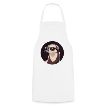Furet Cool - Badge & Lunettes de Soleil - Tablier de cuisine - blanc - Devant - AI Model Male 185 dark (185cm)