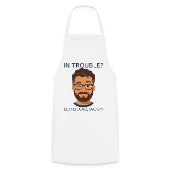 Problems? Better Call Daddy! - Cooking Apron - white - Front - AI Model Male 185 dark (185cm)