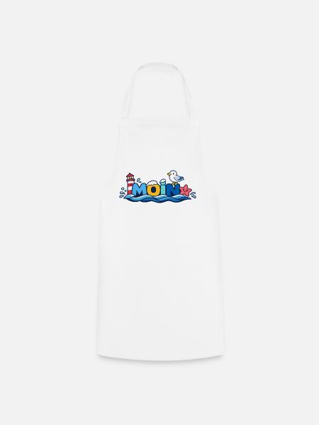 MOIN Möwe Leuchtturm Maritim Bunt - Kochschürze - Weiß