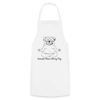 Namaste Home With My Pug Yoga - Cooking Apron - white - Front - AI Model Male 185 dark (185cm)