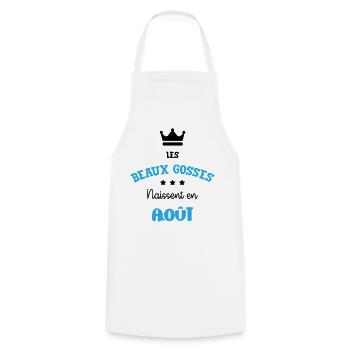 Cadeau naissance bébé garçon Août Beaux Gosses BG - Tablier de cuisine - blanc - Devant - AI Model Male 185 dark (185cm)