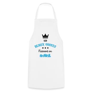 Cadeau naissance bébé garçon Avril Beaux Gosses - Tablier de cuisine - blanc - Devant - AI Model Male 185 dark (185cm)