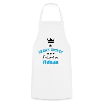 Cadeau naissance bébé garçon Février Beaux Gosses - Tablier de cuisine - blanc - Devant - AI Model Male 185 dark (185cm)