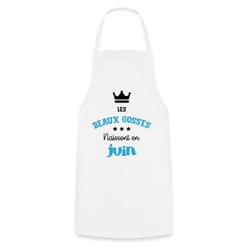 Cadeau naissance bébé garçon Juin Beaux Gosses BG - Tablier de cuisine - blanc - Devant - AI Model Male 185 dark (185cm)