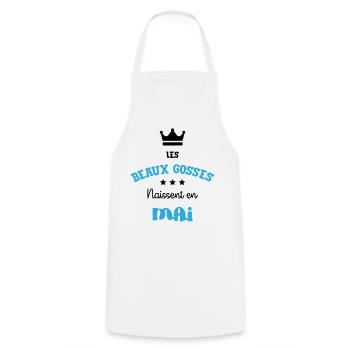 Cadeau naissance bébé garçon Mai Beaux Gosses BG - Tablier de cuisine - blanc - Devant - AI Model Male 185 dark (185cm)