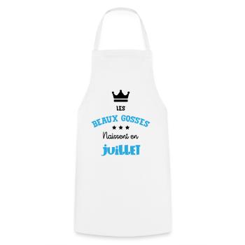 Cadeau naissance bébé garçon Juillet Beaux Gosses - Tablier de cuisine - blanc - Devant - AI Model Male 185 dark (185cm)