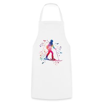Alpine skier Winter sports Ski touring - Cooking Apron - white - Front - AI Model Male 185 dark (185cm)