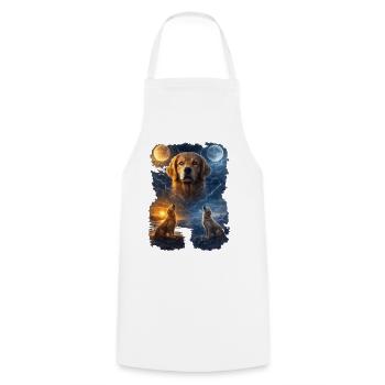 Golden Retriever Two Moons - Cooking Apron - white - Front - AI Model Male 185 dark (185cm)