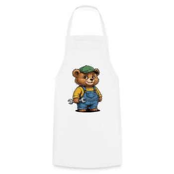 Mechanic Bär Schrauber Werkstatt - Cooking Apron - white - Front - AI Model Male 185 dark (185cm)