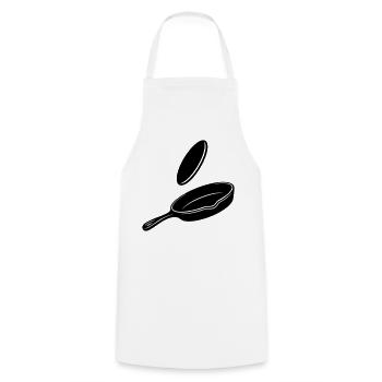 Pancake Flip Skillet Silhouette - Cooking Apron - white - Front - AI Model Male 185 dark (185cm)