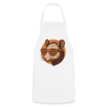 Rat avec des lunettes de soleil - Tablier de cuisine - blanc - Devant - AI Model Male 185 dark (185cm)