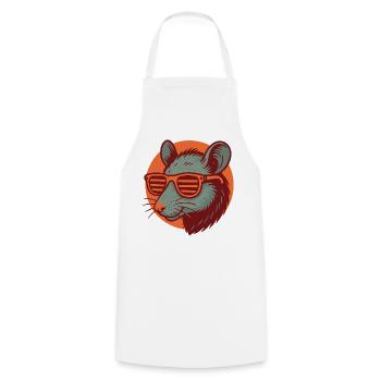 Rat with sunglasses - Cooking Apron - white - Front - AI Model Male 185 dark (185cm)