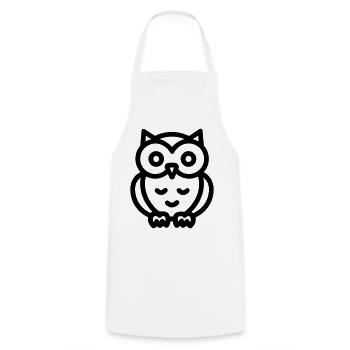 Owl - Cooking Apron - white - Front - AI Model Male 185 dark (185cm)