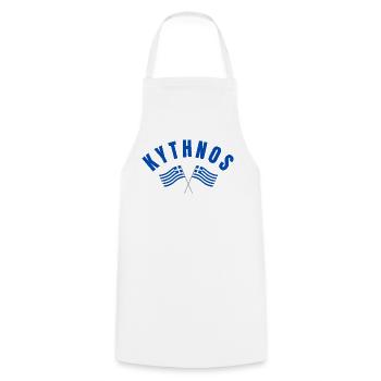 Kythnos Greek Flags  - Cooking Apron - white - Front - AI Model Male 185 dark (185cm)