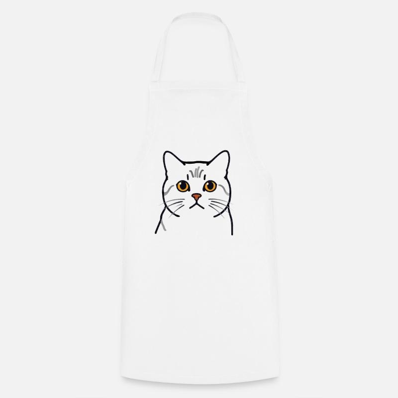 Teodoro the Cat - Cat's Head - Cooking Apron - white