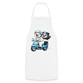 Polar Bear and Panda Bear on a Scooter - Cooking Apron - white - Front - AI Model Male 185 dark (185cm)