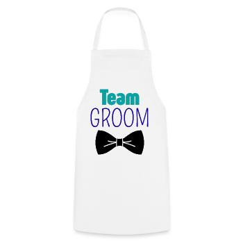 TeamGroom  - Kochschürze - Weiß - Vorne - AI Model Male 185 dark (185cm)