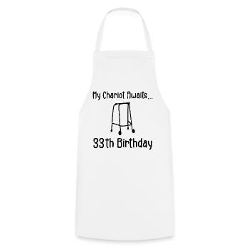 33th Birthday Party Funny 33 Years Old Birthday - Cooking Apron - white - Front - AI Model Male 185 dark (185cm)