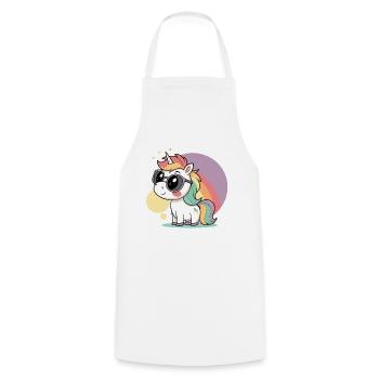 Pastel unicorn in glasses and rainbow - Cooking Apron - white - Front - AI Model Male 185 dark (185cm)