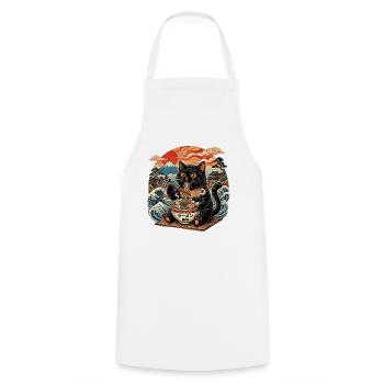 Cat Eat Noodle: Amour des Chats Gourmands - Tablier de cuisine - blanc - Devant - AI Model Male 185 dark (185cm)
