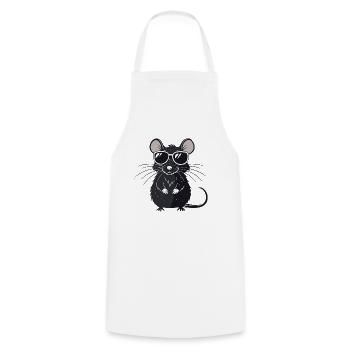 Mouse Hipster Glasses - Cooking Apron - white - Front - AI Model Male 185 dark (185cm)
