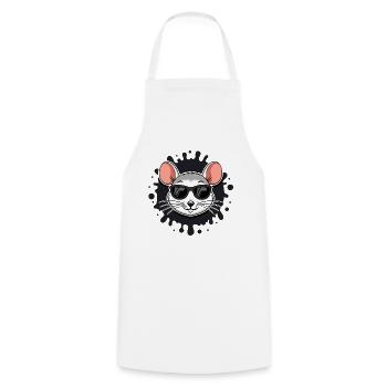 Cool Mouse Sunglasses Ink Splash - Cooking Apron - white - Front - AI Model Male 185 dark (185cm)