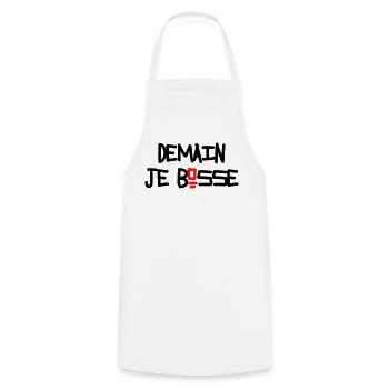 Demain je bosse humour flemme procrastination - Tablier de cuisine - blanc - Devant - AI Model Male 185 dark (185cm)