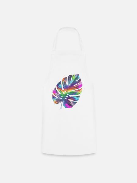 Regenbogen Monstera Wasserfarbe - Kochschürze - Weiß