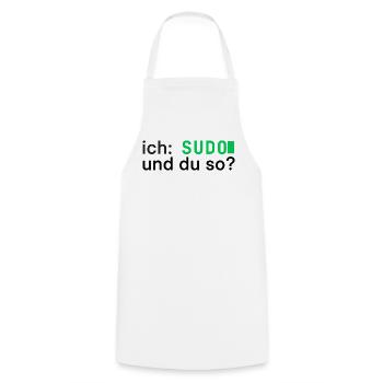 ich: SUDO und du so? Linux Programmierer - dunkel - Kochschürze - Weiß - Vorne - AI Model Male 185 dark (185cm)