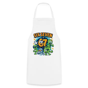 Six Seven 67 Italian Brainrot Nerd Humour Drôle - Tablier de cuisine - blanc - Devant - AI Model Male 185 dark (185cm)