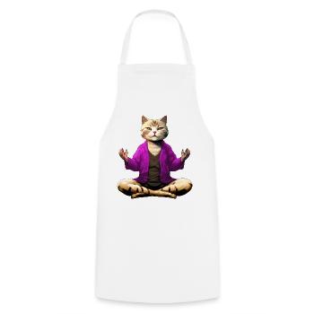 Chat Yogi - Tablier de cuisine - blanc - Devant - AI Model Male 185 dark (185cm)