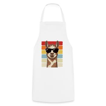 Cool Alpaca Sunglasses Retro Cute Animal Shirt - Cooking Apron - white - Front - AI Model Male 185 dark (185cm)