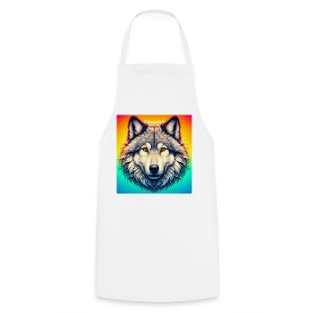 Wolf - Cooking Apron - white - Front - AI Model Male 185 dark (185cm)