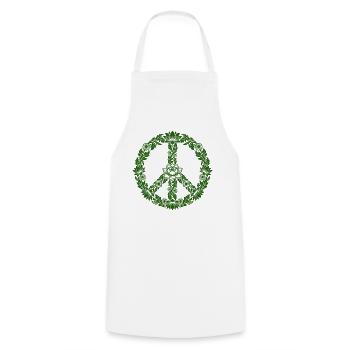 Peace Sign Floral Boho Style - Cooking Apron - white - Front - AI Model Male 185 dark (185cm)