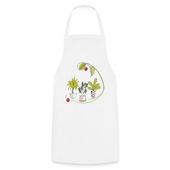 Blumen Fantasie - Kochschürze - Weiß - Vorne - AI Model Male 185 dark (185cm)