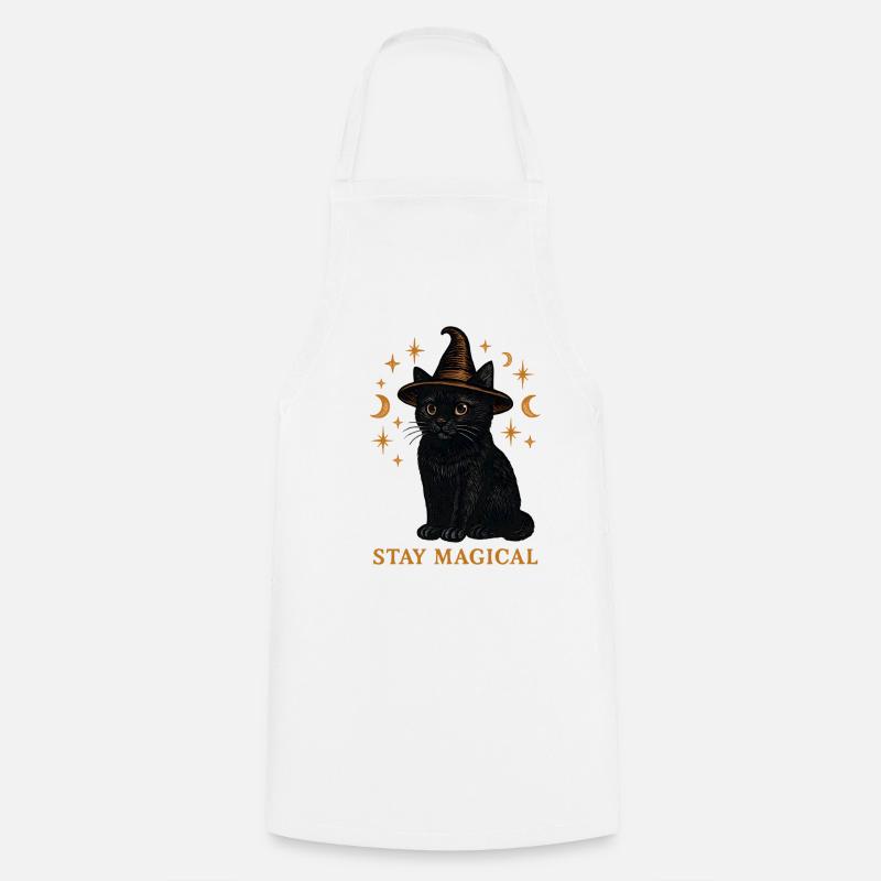 Cat Magic in the Witch's Hat - Cooking Apron - white