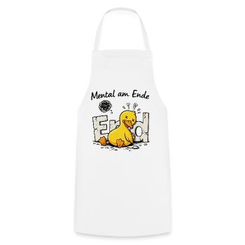 Chaos-Quietscheente  - Kochschürze - Weiß - Vorne - AI Model Male 185 dark (185cm)