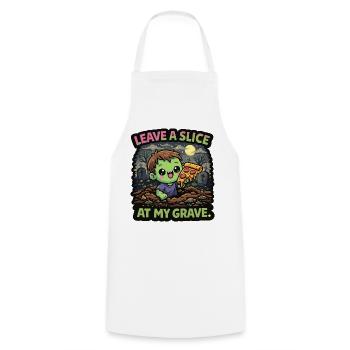 Zombie with slice of pizza in the cemetery - Cooking Apron - white - Front - AI Model Male 185 dark (185cm)