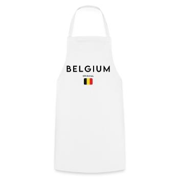 Belgische Flagge, elegantes minimalistisches Design - Kochschürze - Weiß - Vorne - AI Model Male 185 dark (185cm)