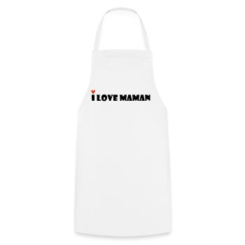 MOM. MOTHER'S DAY. HEART. FEAST. HAPPY BIRTHDAY - Cooking Apron - white - Front - AI Model Male 185 dark (185cm)