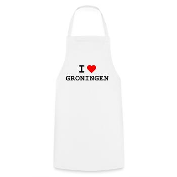 Ich liebe Groningen - I love Groningen - Kochschürze - Weiß - Vorne - AI Model Male 185 dark (185cm)
