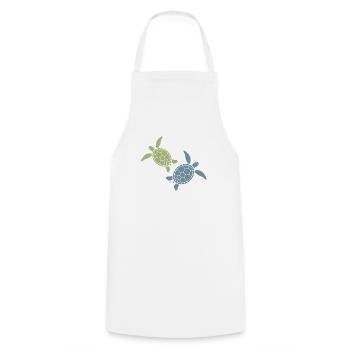 Sea Turtle Duo Ocean Beach Hawaii Marine Life Vibe - Cooking Apron - white - Front - AI Model Male 185 dark (185cm)