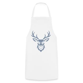 Tête de cerf bleu - Tablier de cuisine - blanc - Devant - AI Model Male 185 dark (185cm)