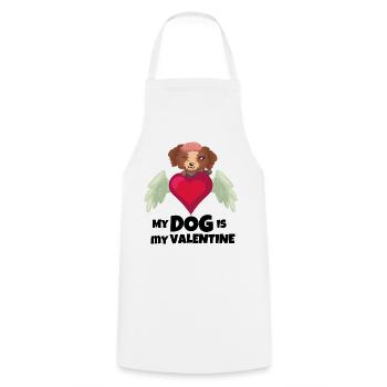 Cute Angel Dog Heart – Puppy Love Wings - Cooking Apron - white - Front - AI Model Male 185 dark (185cm)