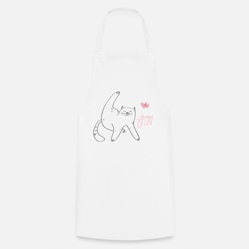 Chat de Yoga - Tablier de cuisine - blanc