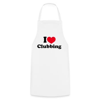 I Love Clubbing - Kochschürze - Weiß - Vorne - AI Model Male 185 dark (185cm)
