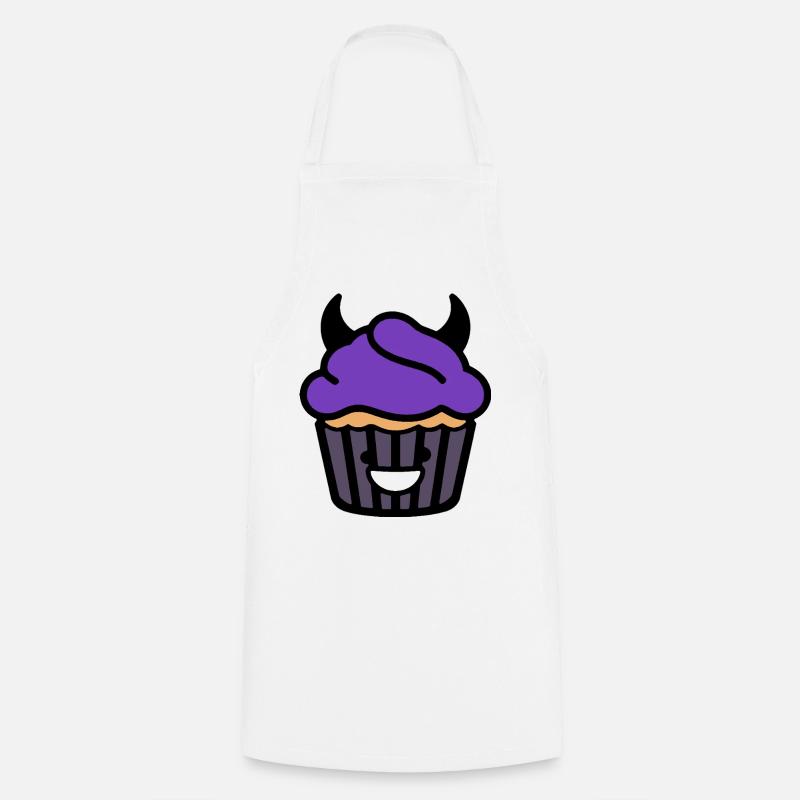 Dark Cute Cupcake Devil Kawaii Food Design - Cooking Apron - white