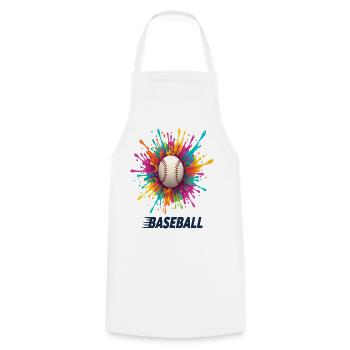 Lebhafter Baseball-Splash-Burst - Kochschürze - Weiß - Vorne - AI Model Male 185 dark (185cm)