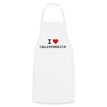 I love Calisthenics - Ich liebe Calisthenics - Kochschürze - Weiß - Vorne - AI Model Male 185 dark (185cm)